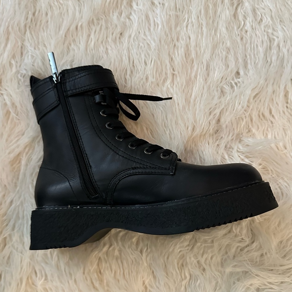 Zara Black Biker Combat Boots size 10 NWT - Picture 6 of 10
